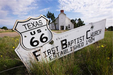 route 66 country - First Baptist Church on Route 66, Alanreed, Texas, USA Stock Photo - Rights-Managed, Code: 700-03075742