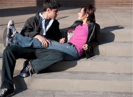 Couple Sitting on Stairs Stock Photo - Rights-Managed, Code: 700-03152516