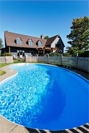 suburban backyard - Country House with Swimming Pool, Fitch Bay, Quebec, Canada Stock Photo - Rights-Managed, Code: 700-03178366