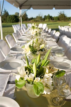 dining table flower arrangement pictures - Table Set for Wedding Reception Stock Photo - Rights-Managed, Code: 700-03178416