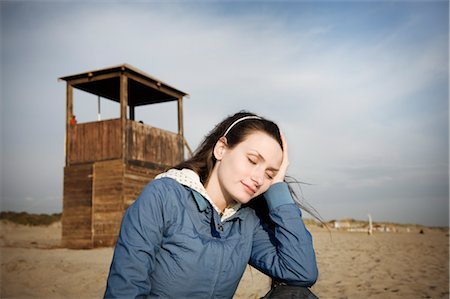 Woman on the Beach in Winter Stock Photo - Rights-Managed, Code: 700-03178609