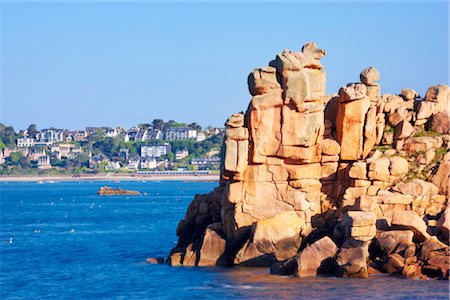 rocky coast and boulder coast - Cote de Granit Rose, Cotes-d'Armor, Brittany, France Stock Photo - Rights-Managed, Code: 700-03178729