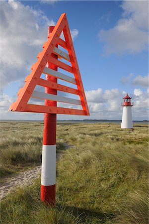 Marqueur de navigation et de phare, liste, Sylt, Nord îles frisonnes, Nordfriesland, Schleswig-Holstein, Allemagne Photographie de stock - Rights-Managed, Code: 700-03229793