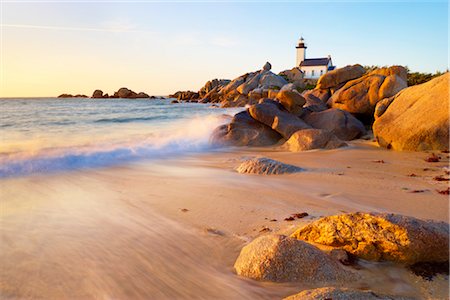 Lighthouse, Brignogan-Plage, Finistere, Brittany, France Stock Photo - Rights-Managed, Code: 700-03230035