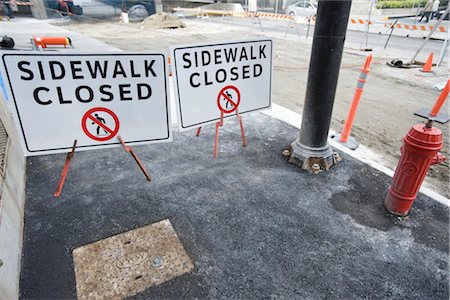 symbols of road signs - Sidewalk Closed Sign, Vancouver, British Columbia, Canada Stock Photo - Rights-Managed, Code: 700-03230274