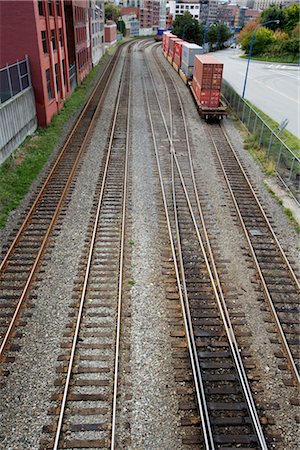 rail transport - Former des pistes, Gastown, Vancouver, Colombie-Britannique, Canada Photographie de stock - Rights-Managed, Code: 700-03230270