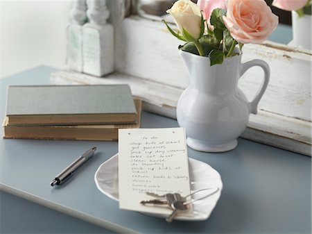 feminine objects - To Do List on Dresser Stock Photo - Rights-Managed, Code: 700-03230418