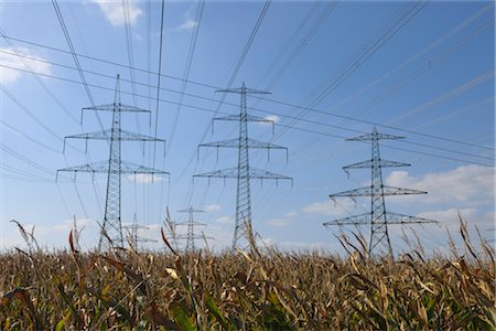 energy infrastructure - Electic Towers, Grafenrheinfeld, Schweinfurt District, Bavaria, Germany Stock Photo - Rights-Managed, Code: 700-03243900