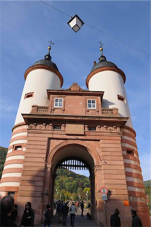 stone gates - Town Gate, Karl Theodor Bridge, Heidelberg, Baden-Wurttemberg, Germany Stock Photo - Rights-Managed, Code: 700-03243967