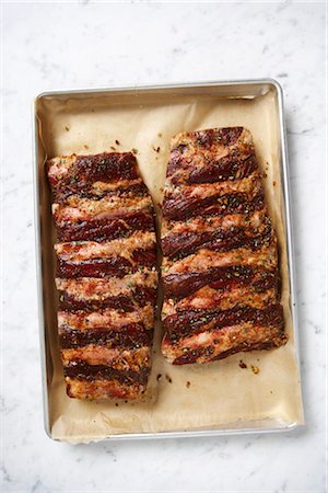 prep - Ribs in Baking Tray Foto de stock - Con derechos protegidos, Código: 700-03265804