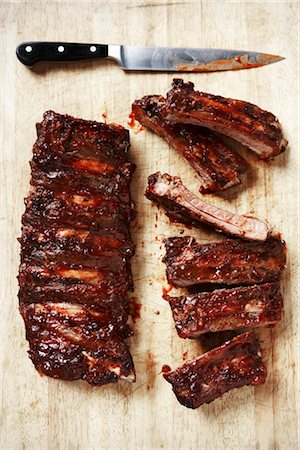 ribs food - Cooked Ribs on Cutting Board Stock Photo - Rights-Managed, Code: 700-03265803