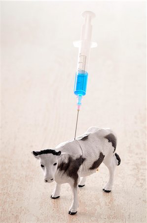 plastic toys - Toy Cow with Hypodermic Needle in Back Stock Photo - Rights-Managed, Code: 700-03284212