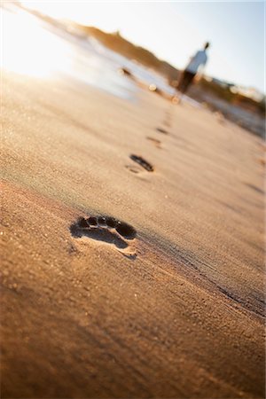 Footprints on the Beach, Santa Cruz, California, USA Foto de stock - Con derechos protegidos, Código: 700-03295072