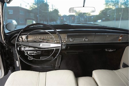 personal perspective, pov - Interior of a 1964 Chrysler Imperial LeBaron Coupe Stock Photo - Rights-Managed, Code: 700-03295297