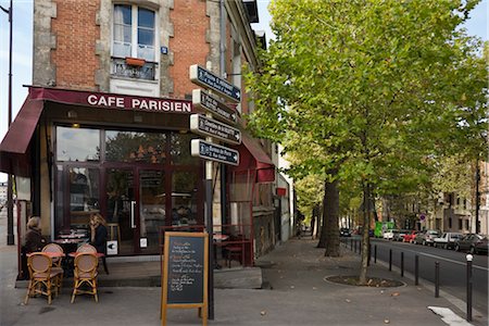 street scene paris - Cafe, Place du Rhin et Danube , Paris, Ile-de-France, France Stock Photo - Rights-Managed, Code: 700-03295334