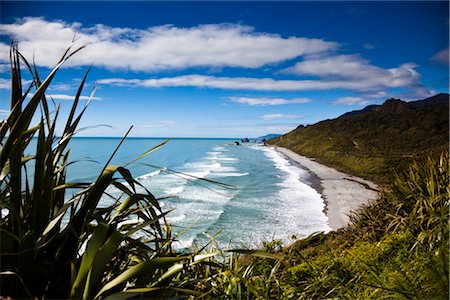 sea shore waves top view - Beach North of Greymouth on West Coast of South Island, New Zealand Stock Photo - Rights-Managed, Code: 700-03333633