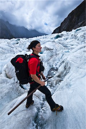 Randonnée de Heli femme, Franz Josef Glacier, South Island, Nouvelle-Zélande Photographie de stock - Rights-Managed, Code: 700-03333678