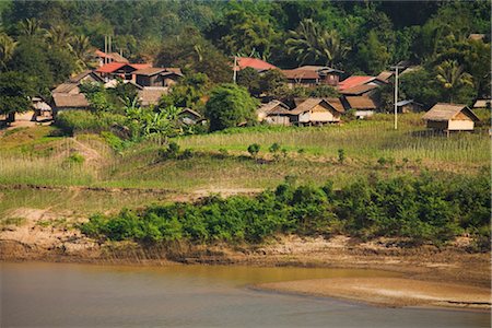 picture countryside of laos - View of Village from Mekong River, Laos Stock Photo - Rights-Managed, Code: 700-03368766
