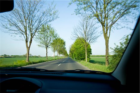 drivers perspective road trees - View of Road from Passenger's Seat, Bergheim, Bavaria, Germany Stock Photo - Rights-Managed, Code: 700-03404290