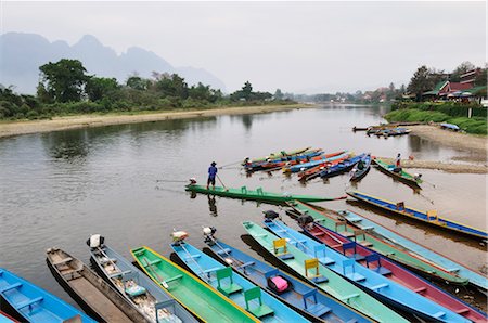 Nam Song River, Vang Vieng, Vientiane Province, Laos Fotografie stock - Rights-Managed, Codice: 700-03407596