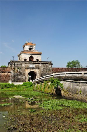 foot bridge over stream - Hue Citadel, Hue, Vietnam Stock Photo - Rights-Managed, Code: 700-03407691