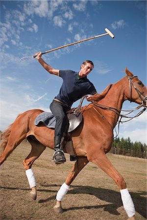 equestrian - Young Man Playing Polo, Brush Prairie, Washington, USA Foto de stock - Con derechos protegidos, Código: 700-03407768