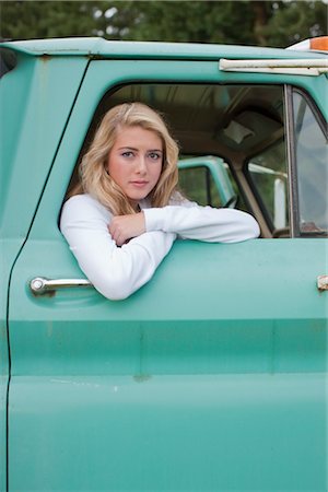 pic of a girl inside a car - Teenager in Truck, Brush Prairie, Washington, USA Stock Photo - Rights-Managed, Code: 700-03407797