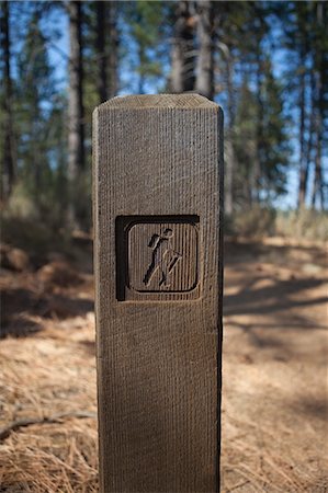 Gros plan du marqueur Trail, sentier de la rivière Deschutes près de Bend, Oregon, Etats-Unis Photographie de stock - Rights-Managed, Code: 700-03439525