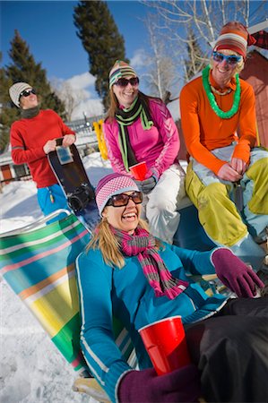 skiing four people - People having Barbeque, Steamboat Springs, Colorado, USA Stock Photo - Rights-Managed, Code: 700-03439911