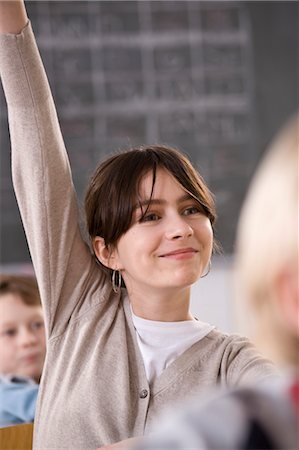 Student in Class Raising Hand Stock Photo - Rights-Managed, Code: 700-03445060