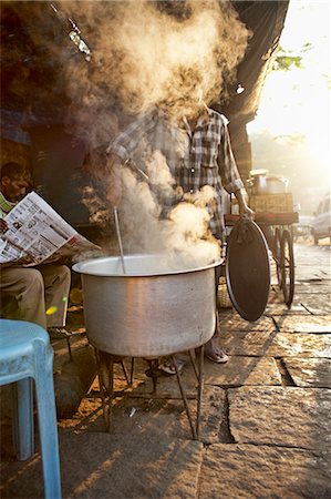 steam with pot - Street Vendor at Sunrise, Mysore, Karnataka, India Stock Photo - Rights-Managed, Code: 700-03445328