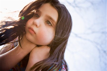 female white child leaning forward - Girl Pouting Stock Photo - Rights-Managed, Code: 700-03446197