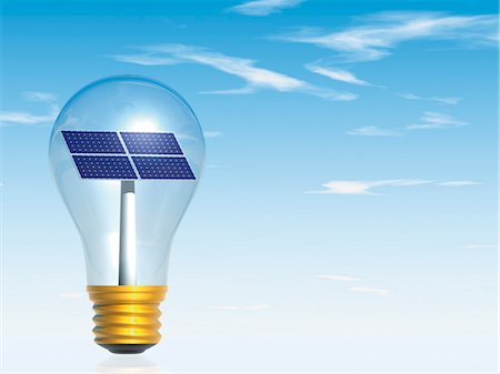 electric blue - Solar Panel in Lightbulb Stock Photo - Rights-Managed, Code: 700-03448752