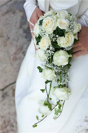 Close-up of Bride and Groom holding Wedding Bouquet, Salzburg, Austria Stock Photo - Rights-Managed, Code: 700-03440156