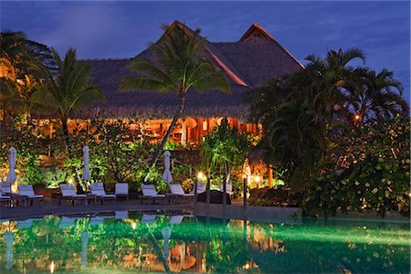 Evening at Bora Bora Nui Resort, Bora Bora, Tahiti, French Polynesia Foto de stock - Con derechos protegidos, Código: 700-03440212