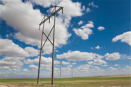 energy turbines - Wind Turbines and Power Lines, Burlington, Colorado, USA Stock Photo - Rights-Managed, Code: 700-03456386