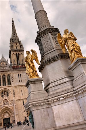 Angel Statues and Zagreb Cathedral, Kaptol, Zagreb, Croatia Stock Photo - Rights-Managed, Code: 700-03456438