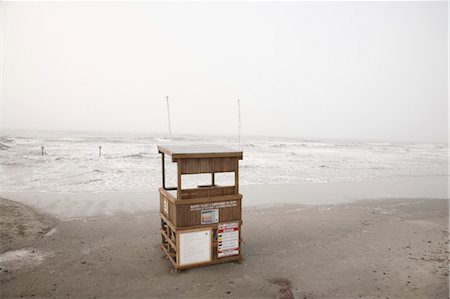 Information Stand and Shoreline, Seawall Beach, Galveston, Texas, USA Stock Photo - Rights-Managed, Code: 700-03466436