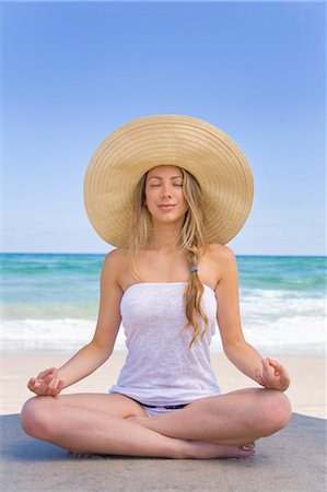 sitting yoga pose outside - Woman Meditating at Beach Stock Photo - Rights-Managed, Code: 700-03466807