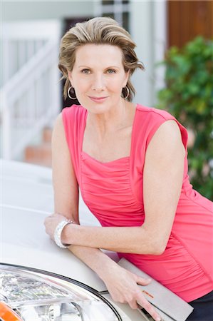 elegant car - Portrait of Woman Leaning on Car Stock Photo - Rights-Managed, Code: 700-03484987