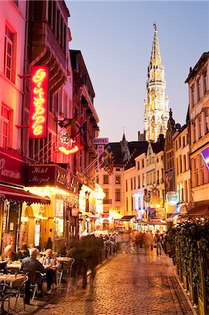 evening on the patio - Outdoor Cafes at Dusk, Brussels, Belgium Stock Photo - Rights-Managed, Code: 700-03501291