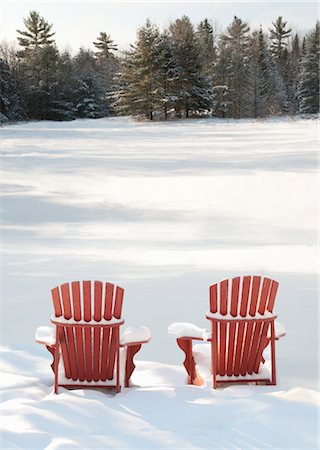 scenic canadian scene - Adirondack Chairs in Snow Stock Photo - Rights-Managed, Code: 700-03503162