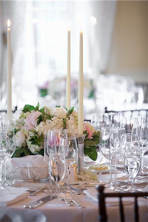 elegant table setting - Table Settings at Wedding Stock Photo - Rights-Managed, Code: 700-03519183