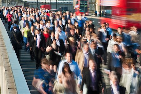 photo busy city - Commuters on London Bridge, London, England Stock Photo - Rights-Managed, Code: 700-03520421