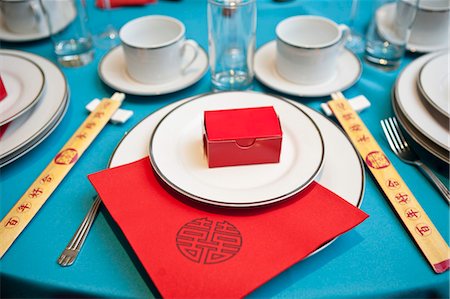 Chinese Place Setting at Wedding Stock Photo - Rights-Managed, Code: 700-03554394