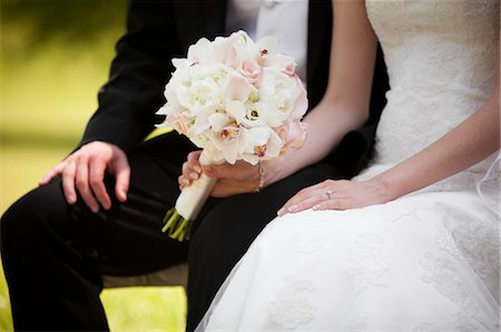 Bride and Groom Sitting Outdoors Stock Photo - Rights-Managed, Code: 700-03554400