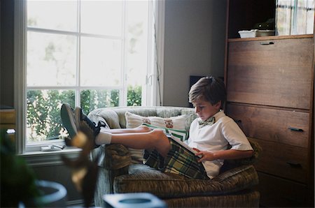 Little Boy Reading Book Stock Photo - Rights-Managed, Code: 700-03567886