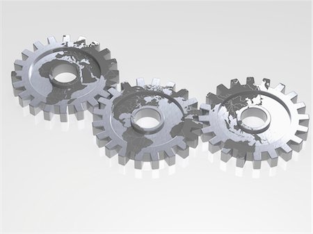 silver cogwheel mechanism - World Map on Gears Stock Photo - Rights-Managed, Code: 700-03601450