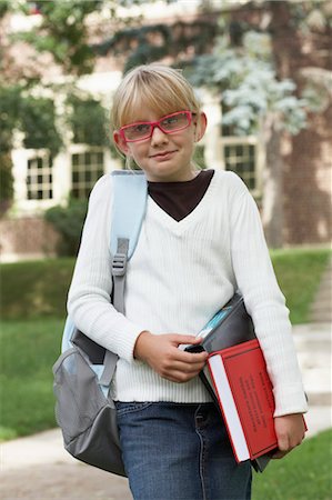 student backpack glasses - Girl Going to School Stock Photo - Rights-Managed, Code: 700-03601496