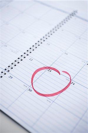 Calendar with Date Circled in Red Foto de stock - Con derechos protegidos, Código: 700-03615667